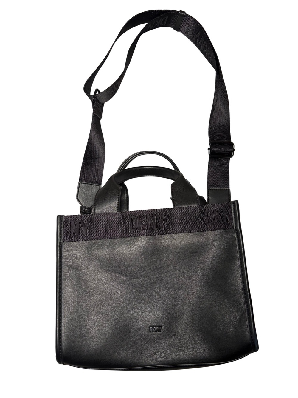 DKNY Black Leather Crossbody Tote Bag